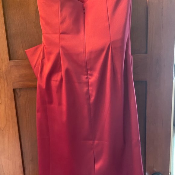Cranberry-Red Strapless Satin Dress - Picture 2 of 4